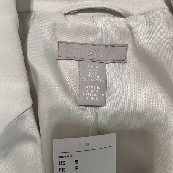 H&M Women's Blazer Ivory Jacket Size US S 4/6. Sleeve Workwear open lined - Picture 10 of 12